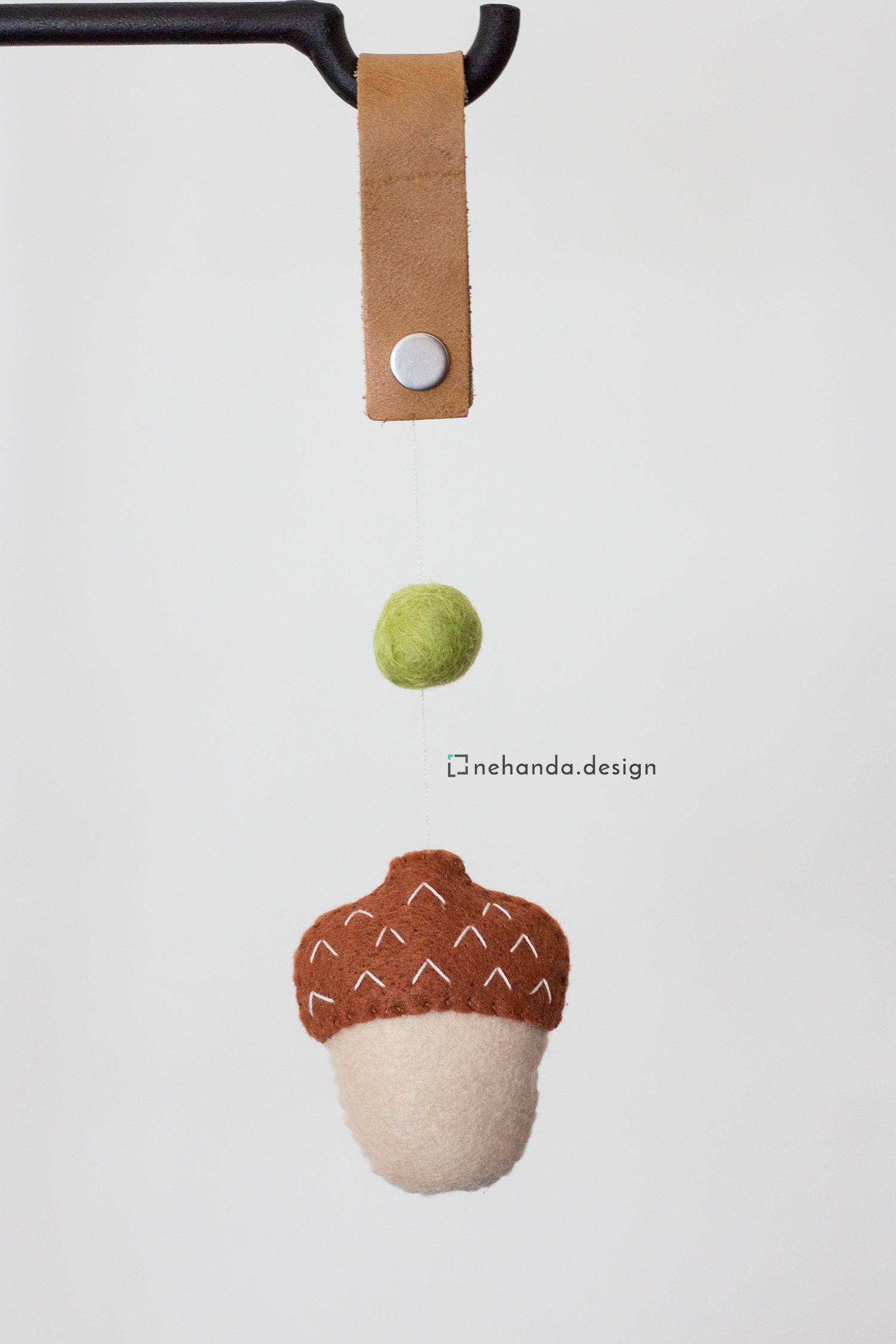 Woodland-inspired felt bag charm gift set handcrafted in Cape Town with acorn