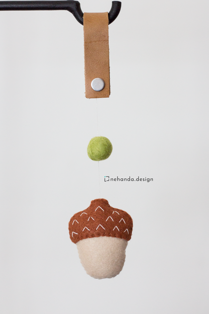 Woodland-inspired felt bag charm gift set handcrafted in Cape Town with acorn