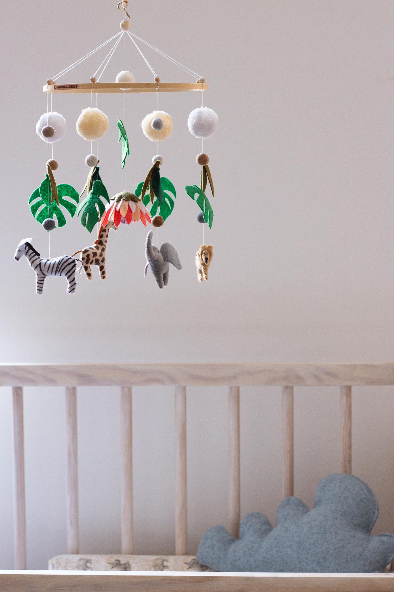 African Wildlife Classic Hoop Hanging Mobile in Nursery