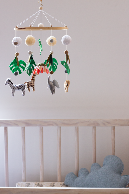 African Wildlife Classic Hoop Hanging Mobile in Nursery