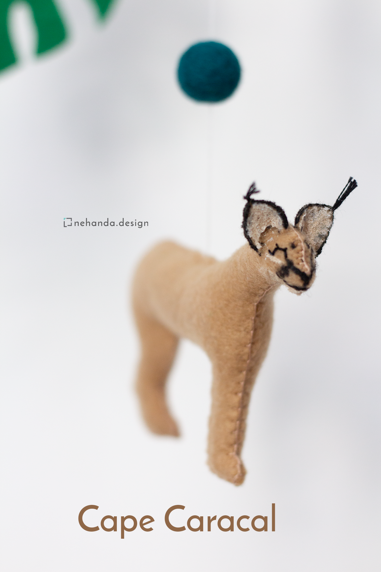 Handmade African Wildlife hanging mobile with Cape Caracal