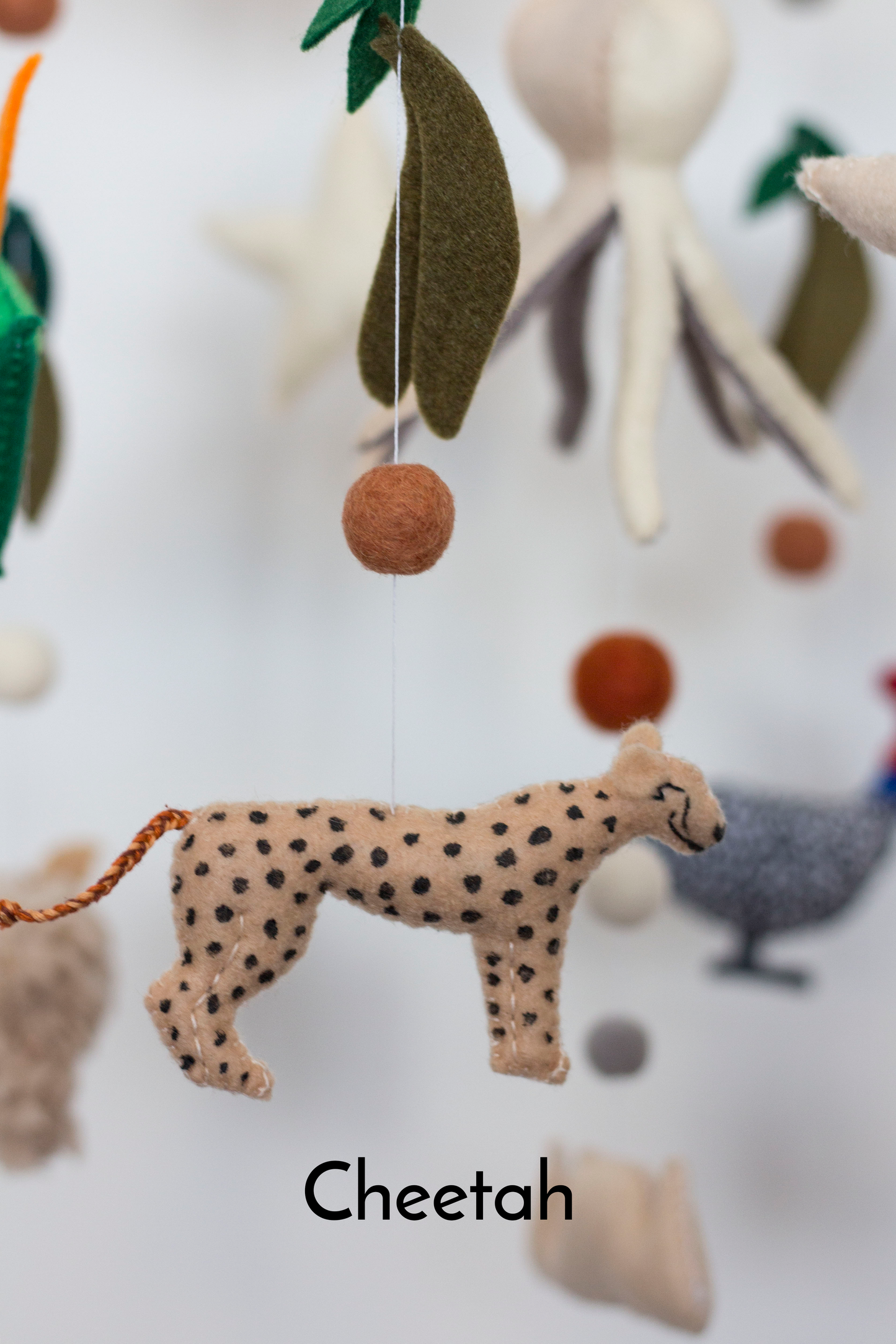 African Wildlife hanging mobile made in Cape Town with Cheetah