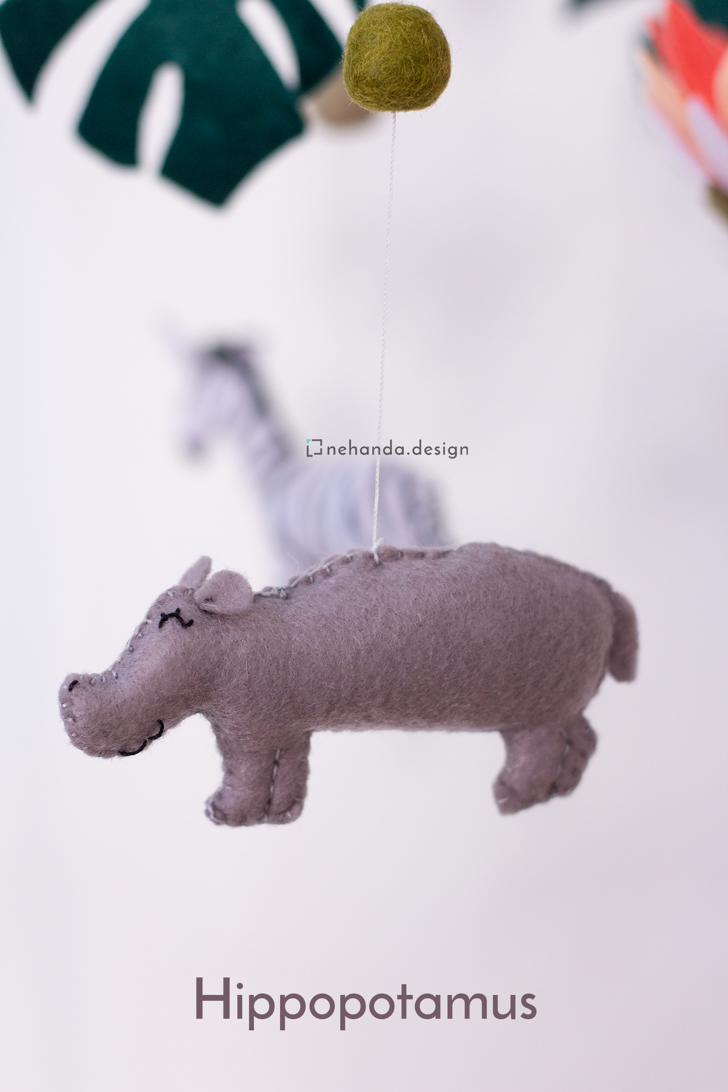Signature Arch Collection African Wildlife hanging mobile by Nehanda Design with hippo