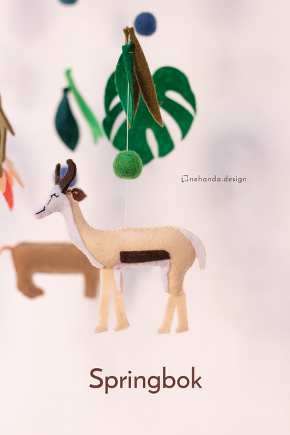 African Wildlife hanging mobile made in Cape Town with Springbok