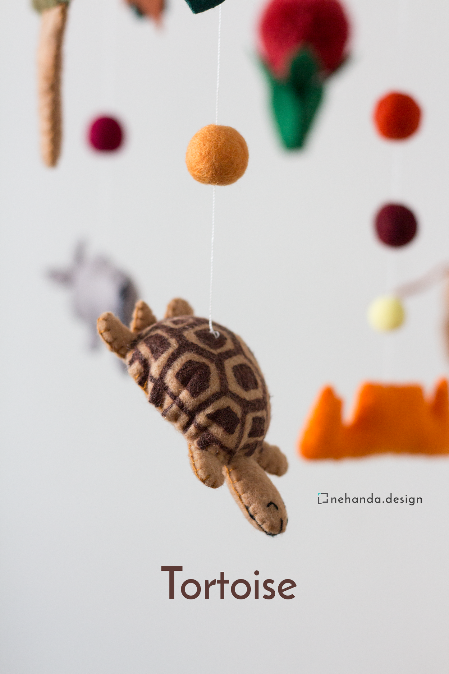 Handmade African Wildlife hanging mobile with Tortoise