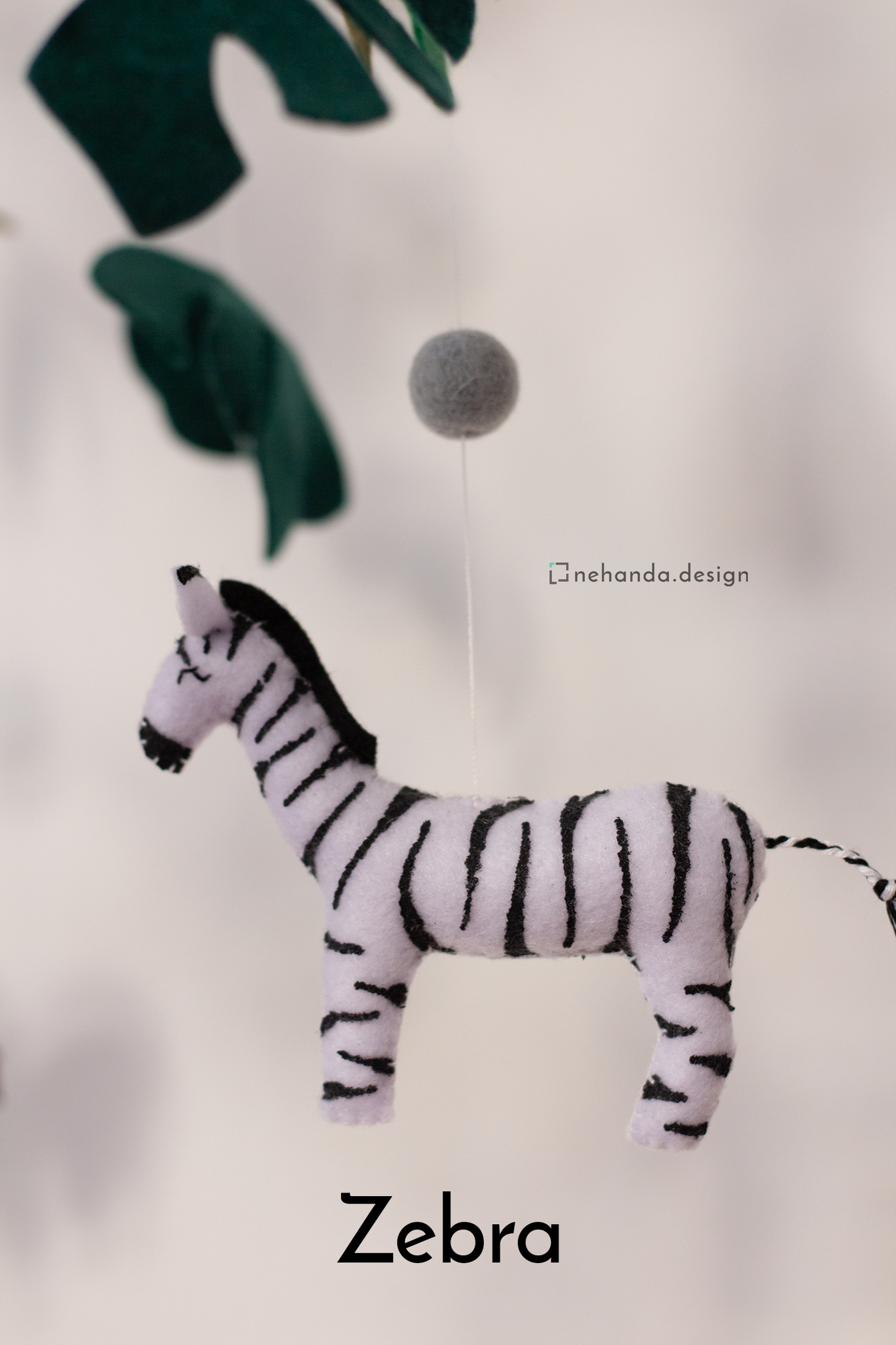 Handmade African Wildlife hanging mobile with Zebra
