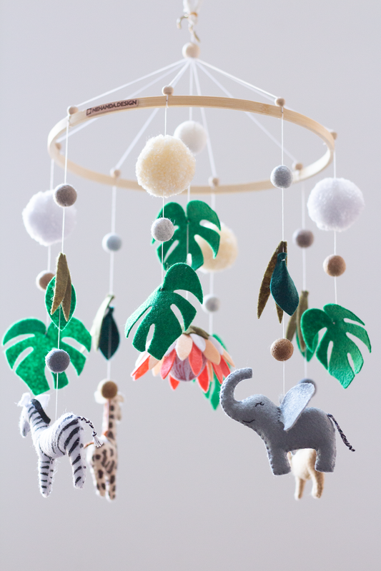 African Wildlife Hanging Mobile handmade in Cape Town | Classic Hoop Collection by Nehanda Design