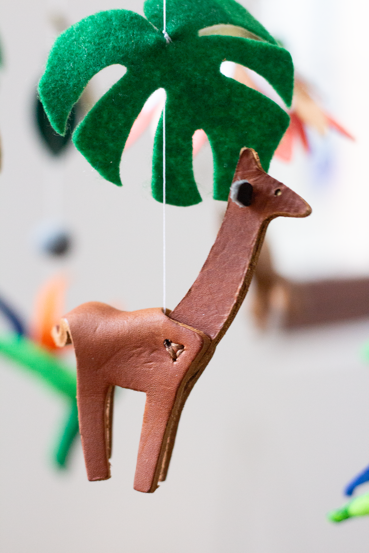 African Wildlife Hanging Mobile handmade in Cape Town | Afrographic Collaboration by Nehanda Design with Giraffe