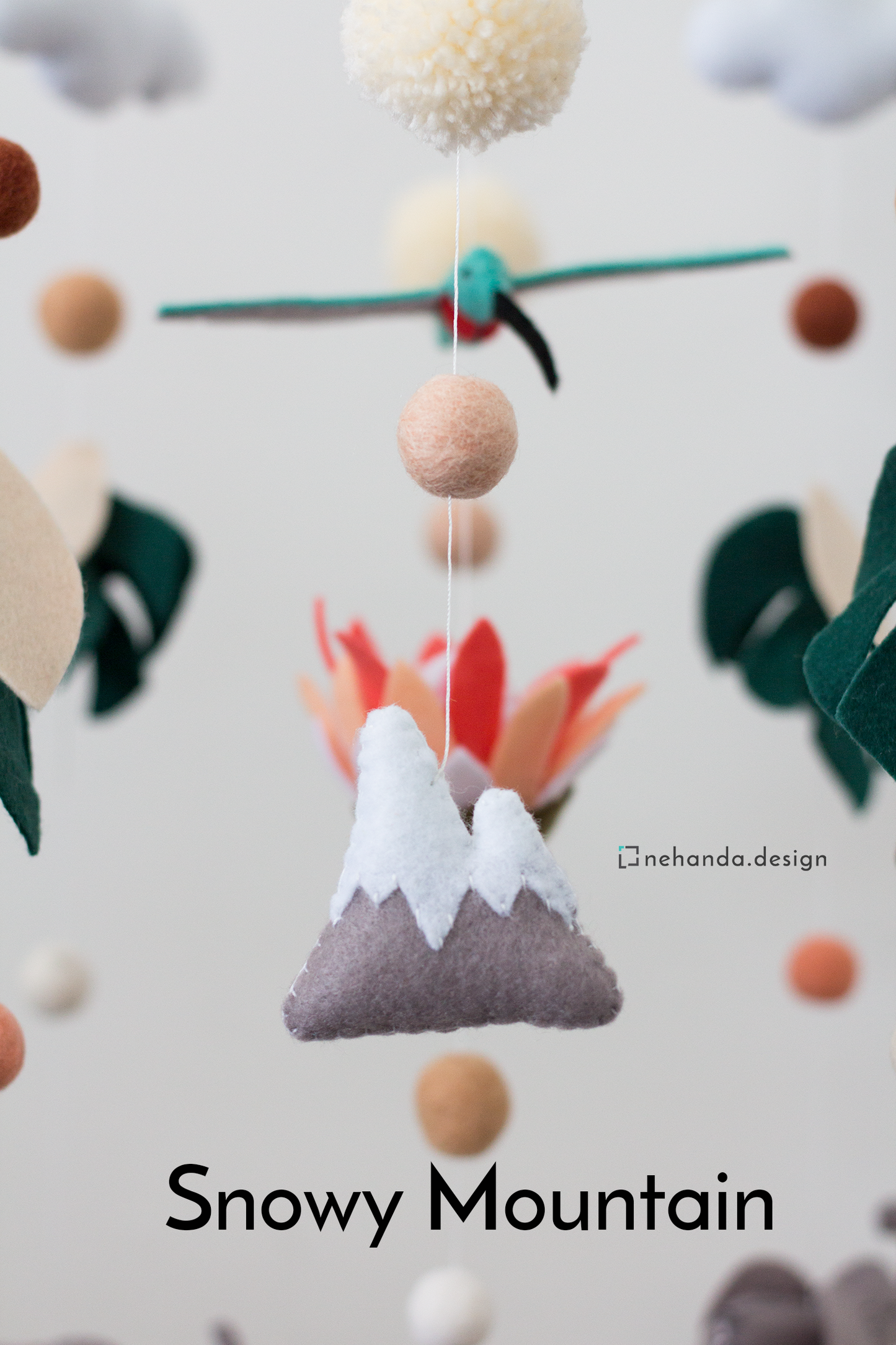 Afrographic Collaboration African Wildlife hanging mobile featuring Snowy Mountain