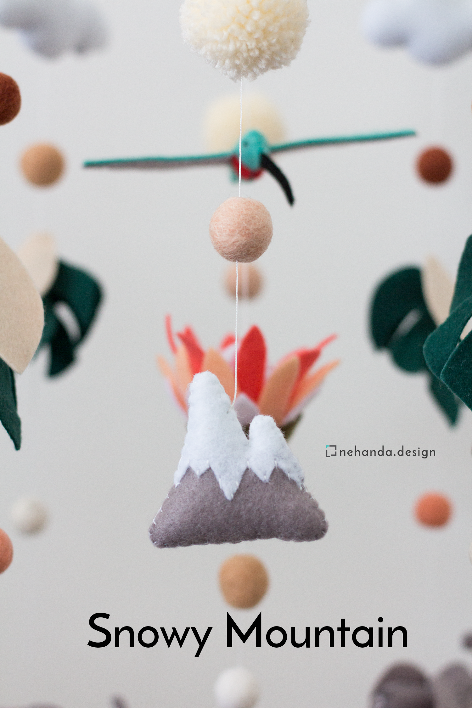 Afrographic Collaboration African Wildlife hanging mobile featuring Snowy Mountain
