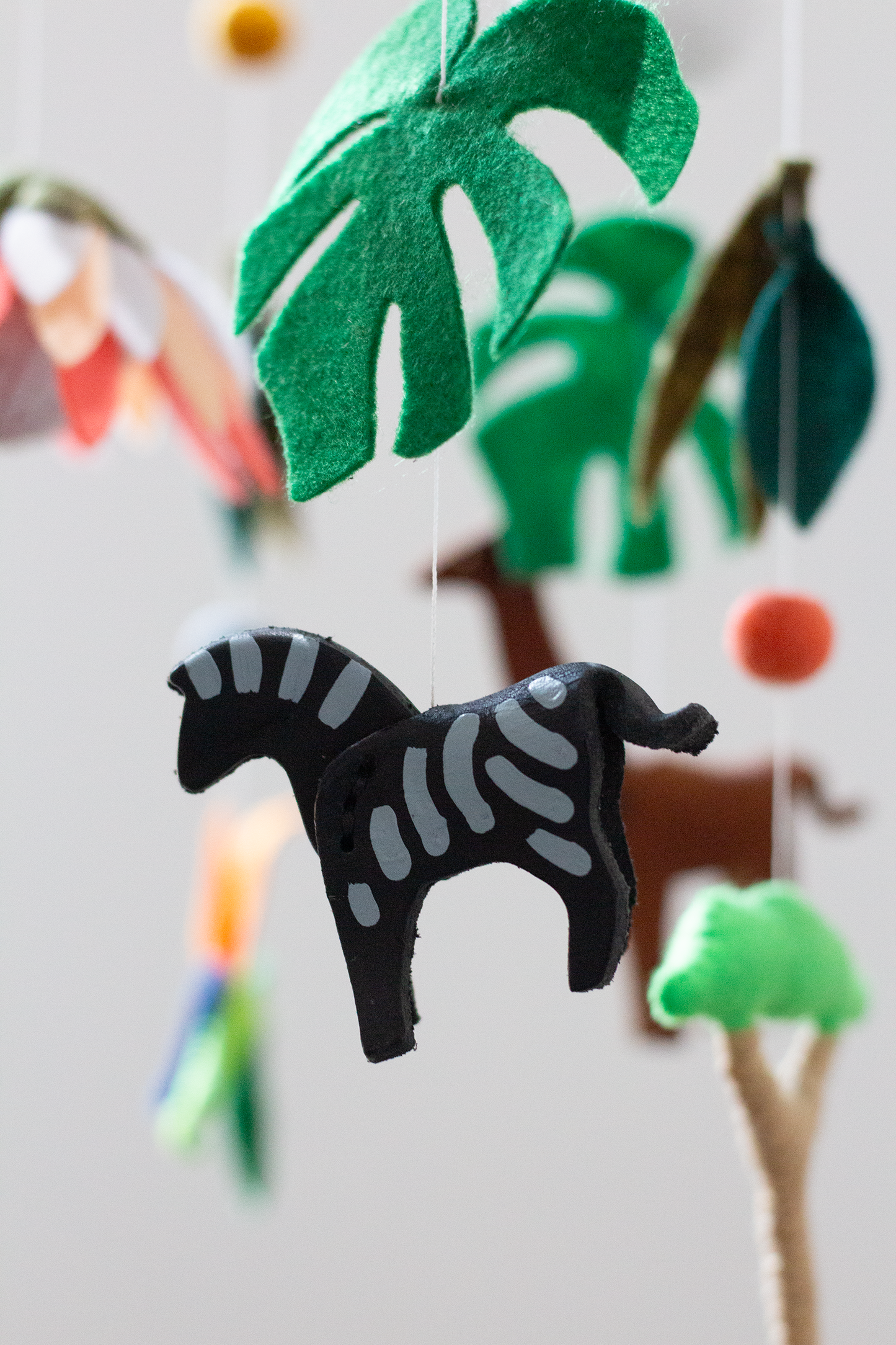 Handmade African Wildlife hanging mobile in Cape Town with Zebra