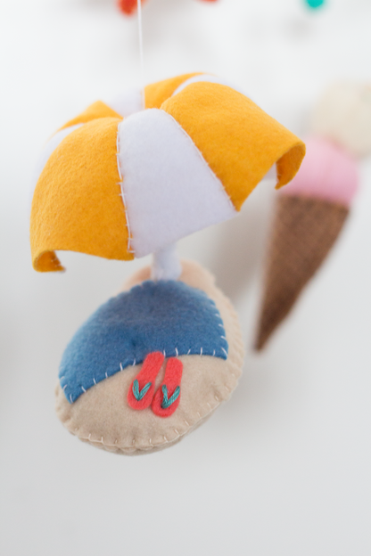 Close-up of the handcrafted takeaway beach scene on the Kalk Bay mobile