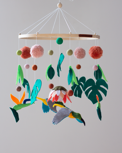 Big Five African Wildlife Classic Hoop Mobile with lion, leopard, elephant, rhino and buffalo, handmade in Cape Town.