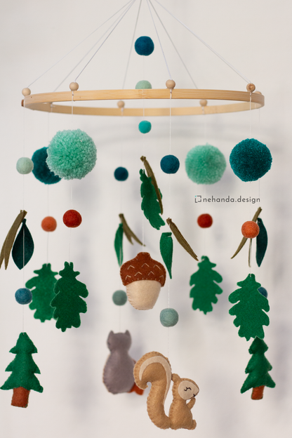 Woodland Wildlife Hanging Mobile handmade in Cape Town | Classic Hoop Collection by Nehanda Design