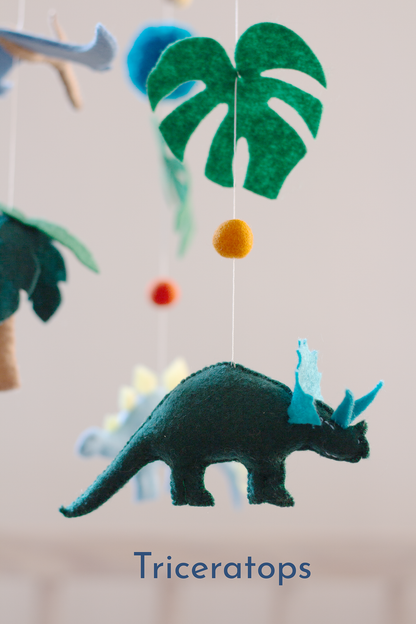 Dinosaur hanging mobile inspired by Triceratops