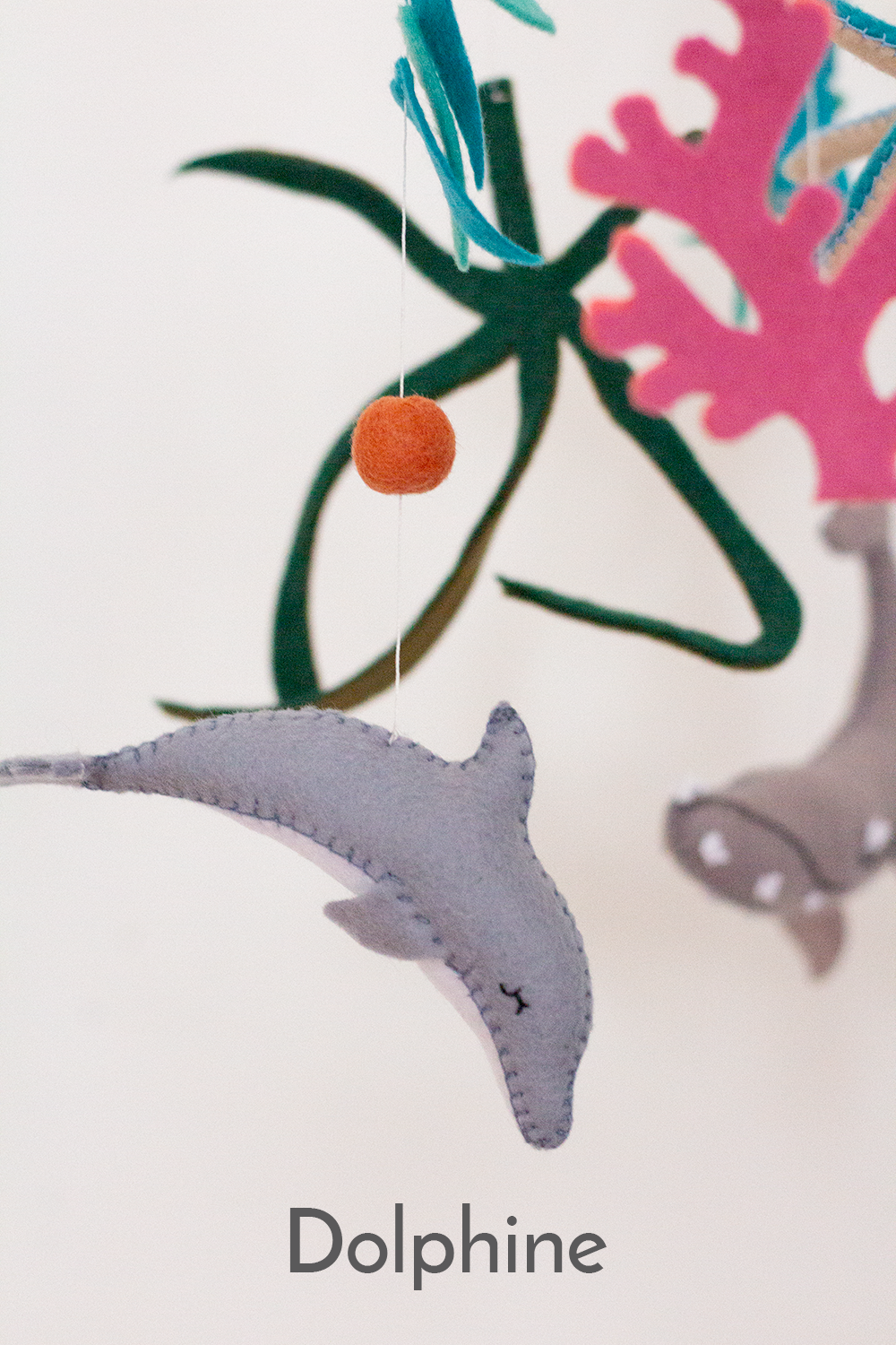 Marine wildlife hanging mobile with whales, dolphins and jellyfish