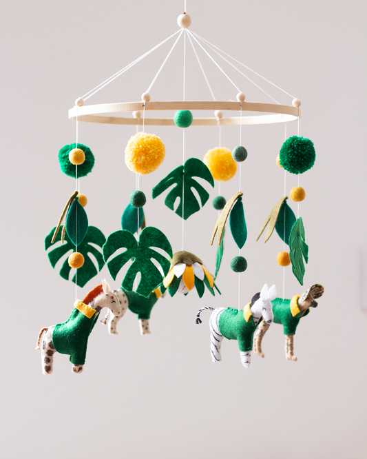 Limited edition Green & Gold Supporters Classic Hoop mobile with South African wildlife handmade in Cape Town