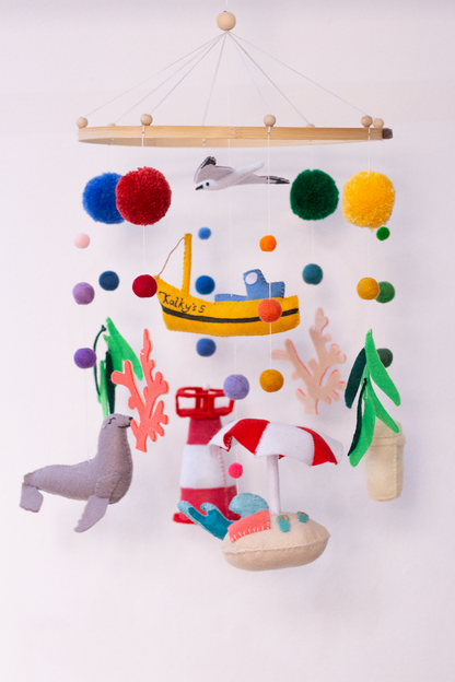 Kalk Bay decorative mobile handcrafted in Cape Town featuring ocean-inspired details in rainbow whimsy