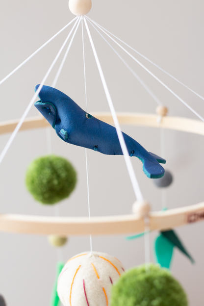 Classic Hoop Collection Ocean Life collaboration mobile by Nehanda Design with Whale