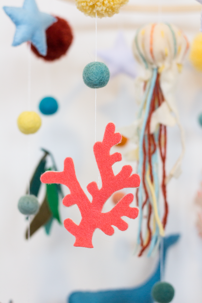 Handmade Ocean Life hanging mobile in Cape Town with Coral