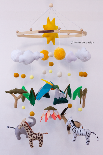 King Protea African Wildlife Hanging Mobile handmade in Cape Town | Grand Hoop Collection by Nehanda Design