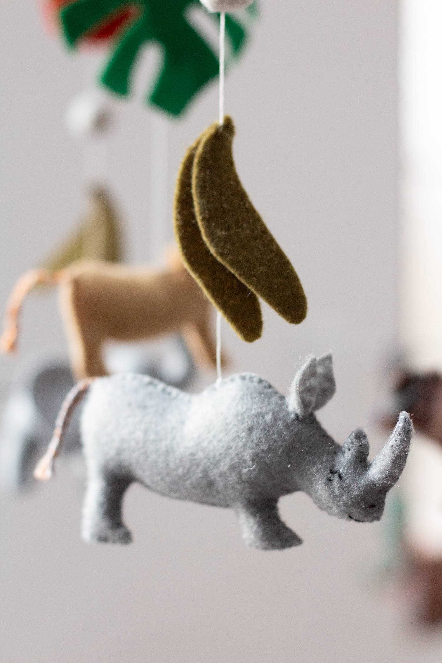 South African Big Five hanging mobile inspired by rhino
