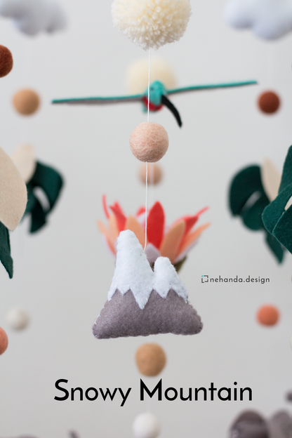 Grand Hoop Collection wildlife mobile with mountains and indigenous trees