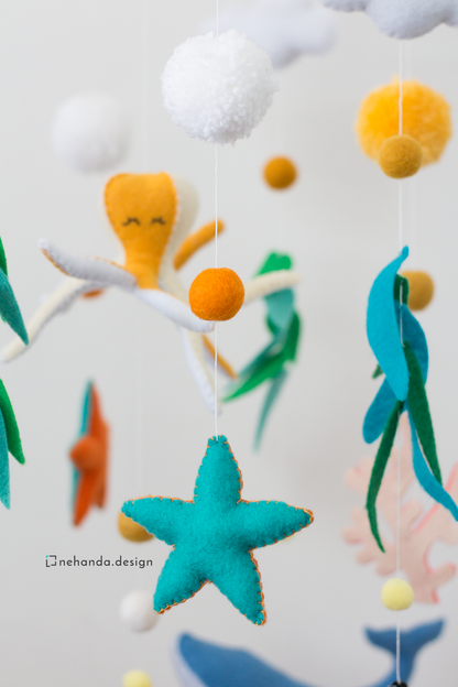 Grand Hoop Collection ocean hanging mobile by Nehanda Design