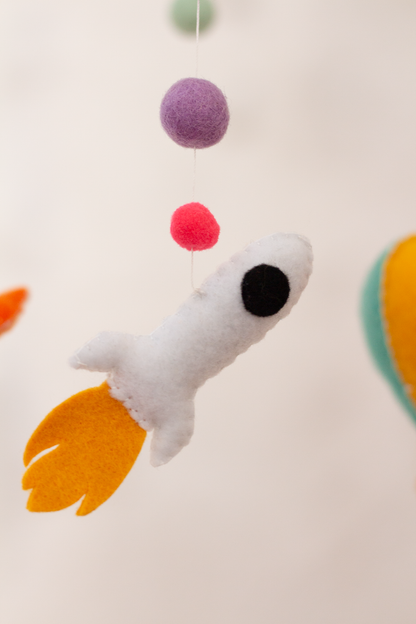 Take Flight hanging mobile with rockets 