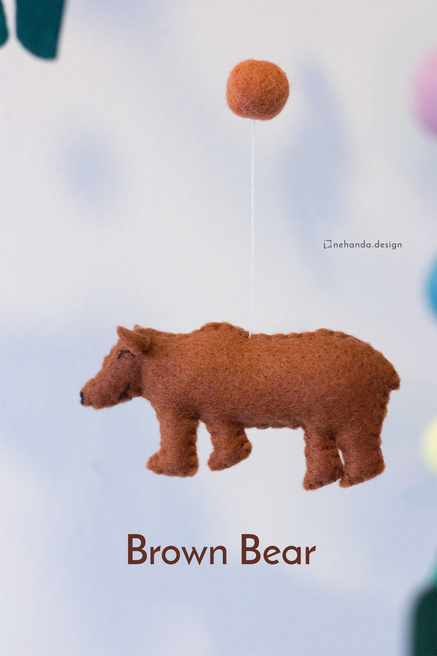 Handmade Woodland Wildlife hanging mobile with pine tree and woodland animals