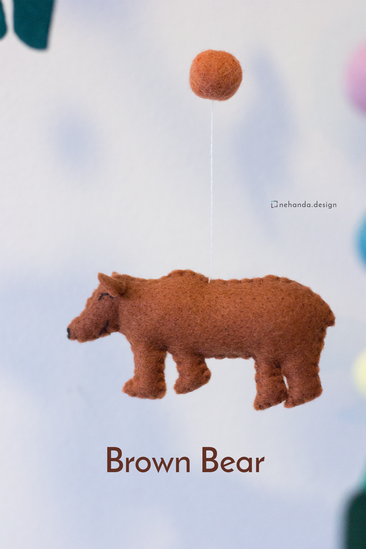 Handmade Woodland Wildlife hanging mobile with pine tree and woodland animals