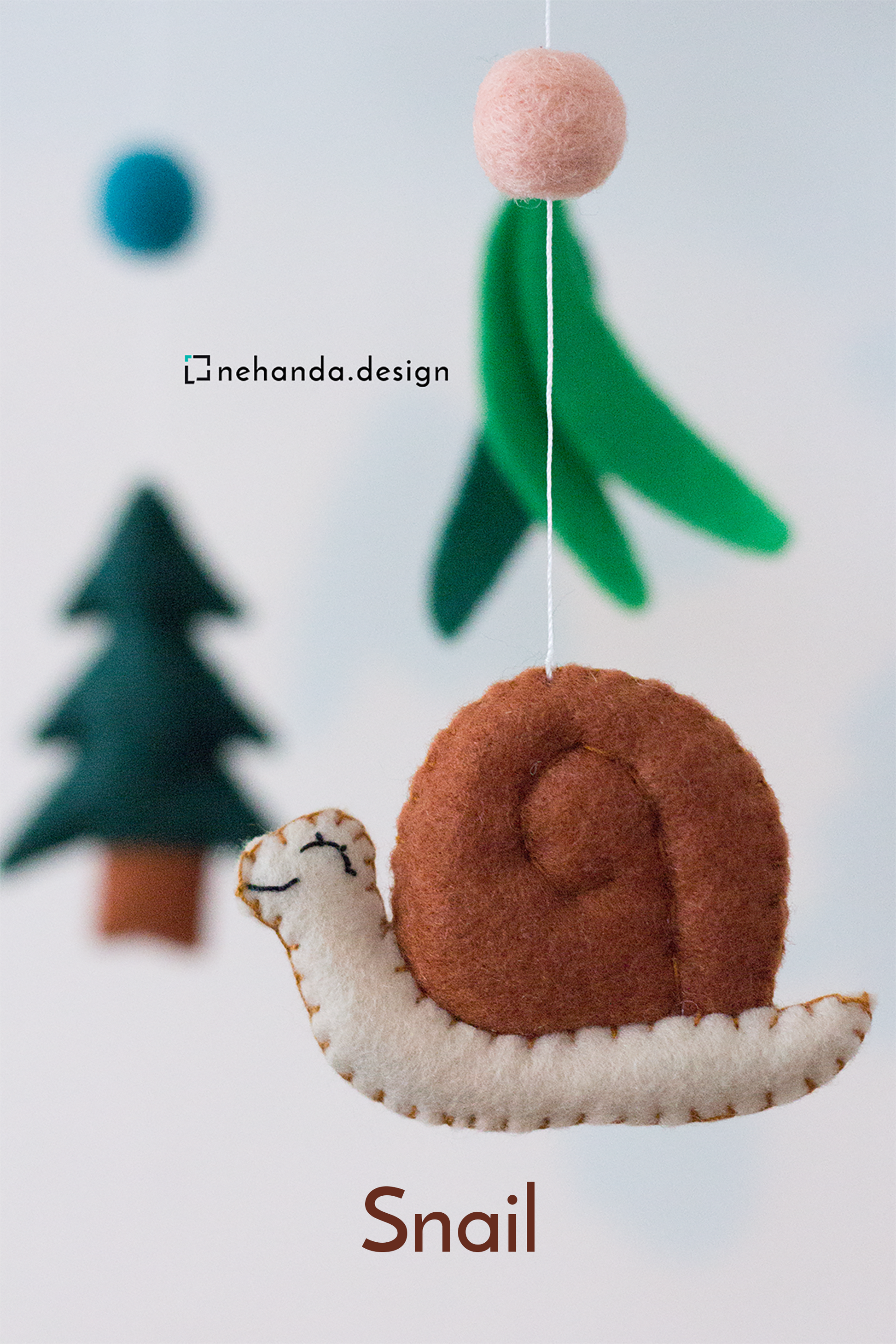 Handmade Woodland Wildlife hanging mobile with pine tree and woodland animals