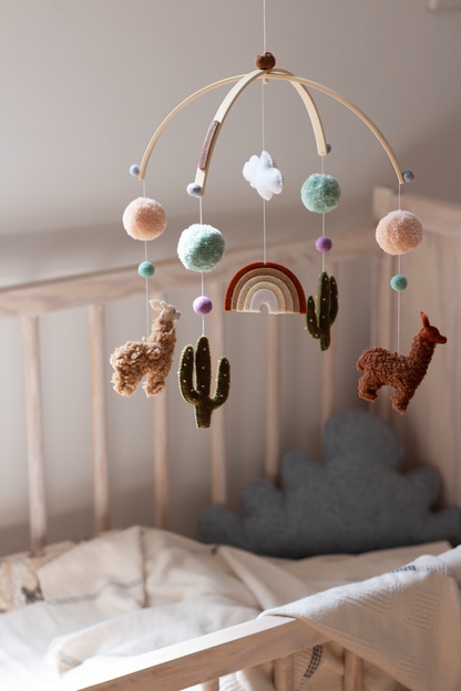 Woolly Alpaca hanging mobile inspired by the South American highlands