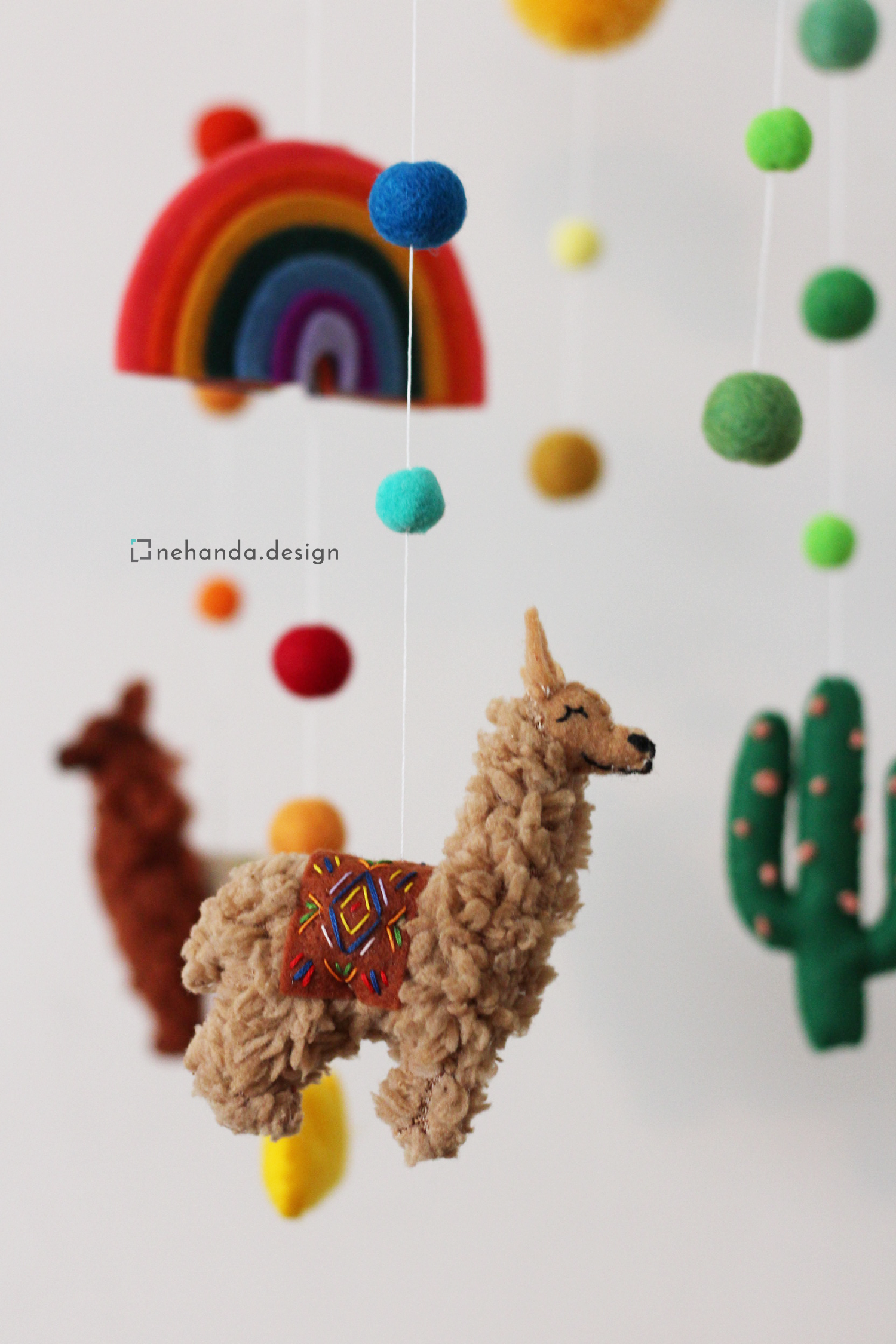 Woolly alpaca hanging mobile handcrafted in Cape Town