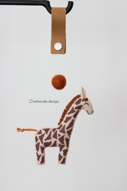 Safari-inspired felt bag charm with giraffe