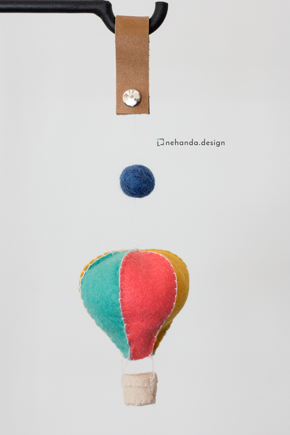 Handmade hot air balloonfelt bag charm