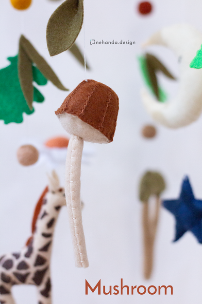 Handmade forest-themed hanging mobile inspired by woodland wildlife