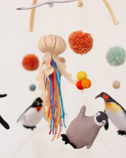 Penguin Party Hanging Mobile | Signature Arch Collection | Handmade in Cape Town