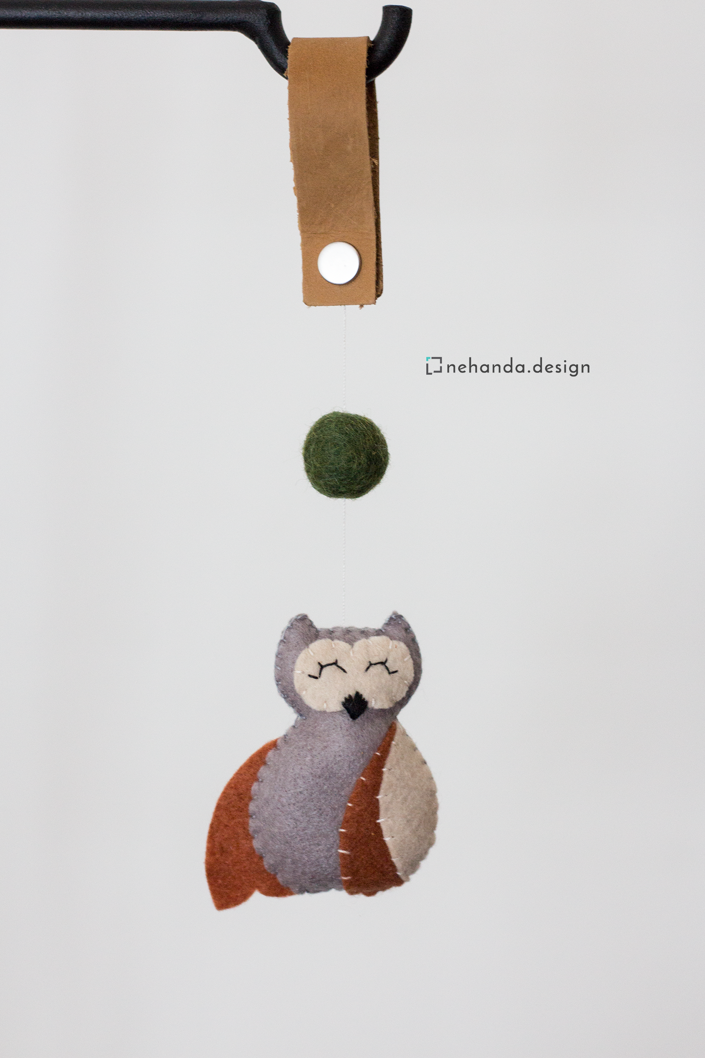 Handmade sleepy owl felt bag charms