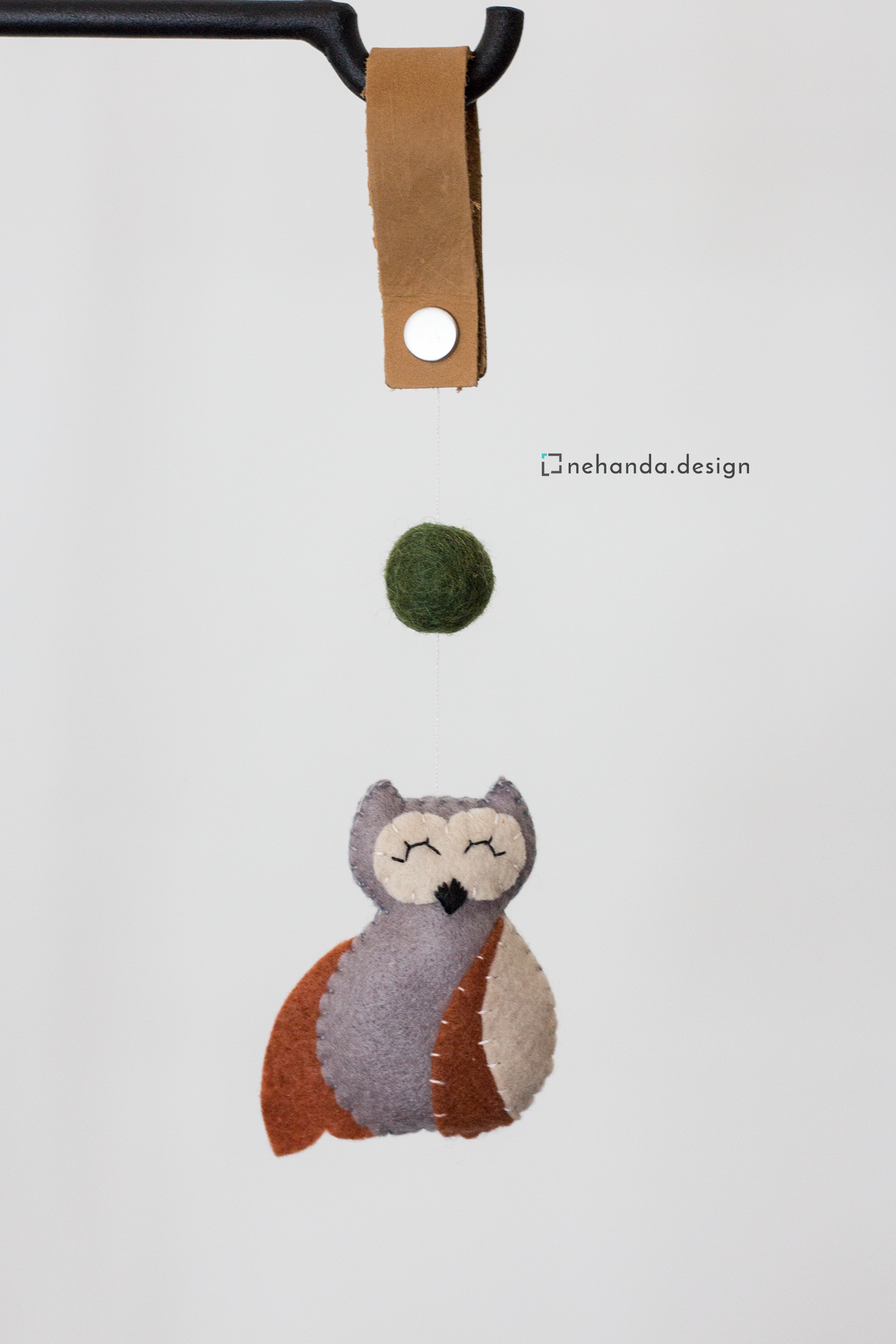 Handmade sleepy owl felt bag charms